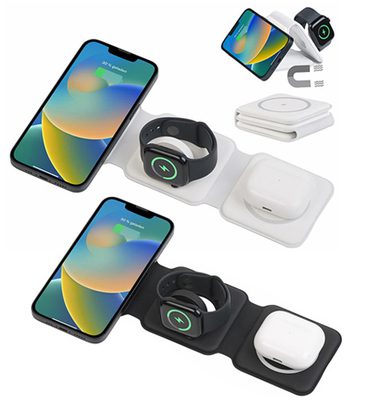 Callstel 3in1-Ladestation für iPhone, AirPods, Apple Watch