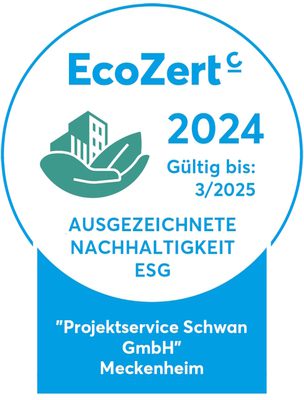 EcoZert bestätigt: PROJEKTSERVICE Schwan handelt nachhaltig