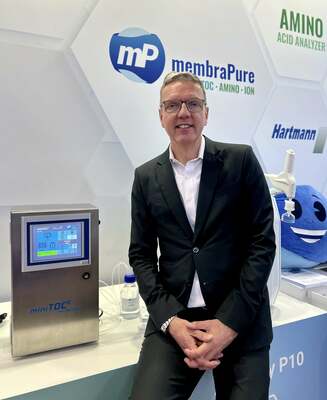 membraPure Geschäftsführer Dr. Erdmann Flindt stellt neues Produkt auf der diesjährigen Analytica vor